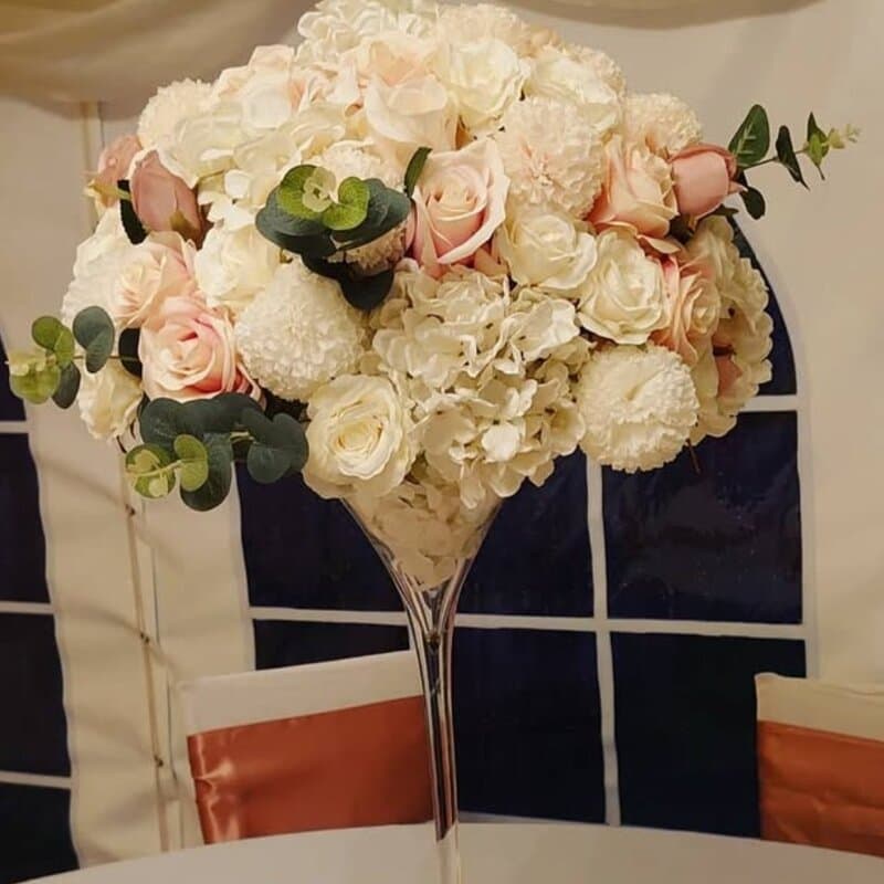 Artificial Flower Ball w/ Martini Vase